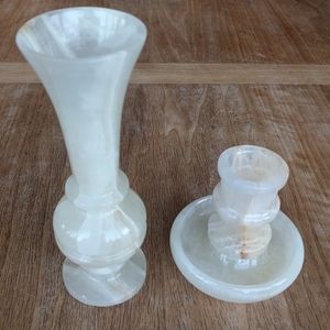 White onyx carved set